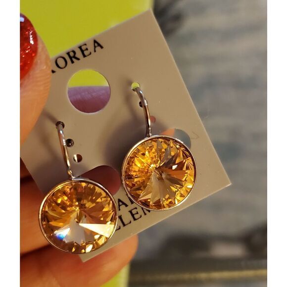 Swarovski Element Earrings S. Light Pink New!. Wedding. Party. New years. 13mm - Picture 2 of 4